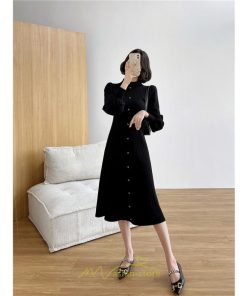 ニットワンピース | レディース 冬 きれいめ ニットフレア ロング おしゃれ ハイネック パフスリーブ 着痩せ エレガント おしゃれ フェミニン 送料無料 可愛い