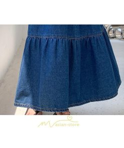 スカート | ティアードデニムフレアロングウエストゴム レディース 秋物 通学通勤 40代50代 20代30代ハイウエスト 大人