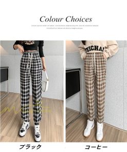 ワイドパンツ | レディース パンツ ゆったり 秋冬 コーデ カジュアル チェック柄 20代 30代 着痩せ 体型カバーロング丈 お出かけ ウエストゴム 50代 40代