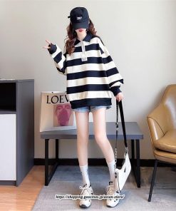 パーカー | トレーナー レディース スウェット 大きいサイズ 韓国 トップス 長袖 おしゃれ 体型カバー Tシャツ ボーダー柄 チュニック 送料無料 20代30代40代50代