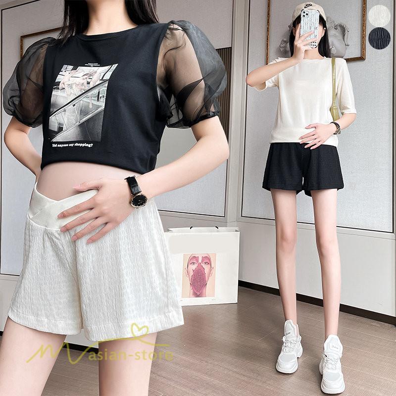 パンツ レギンス | マタニティパンツ ショート丈 レディース サマーパンツ 夏 薄手 ワイドパンツ 着痩せ ゆったり おしゃれ カジュアル 柔らか 上品 妊婦服 ウエスト調整 きれいめ