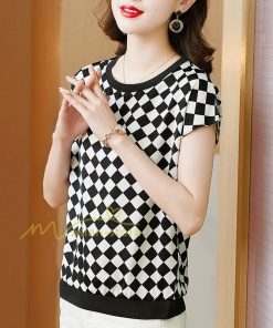 tシャツ・カットソー | Tシャツ トップス レディース 白トップス 40代 春夏 上品 半袖Tシャツ ブラウス カジュアル 韓国風 通勤 50代 ゆったりTシャツ カットソー 30代 チェック柄 OL