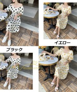 マキシ | ワンピース レディース チュニック 半袖 楽ちん 大きいサイズ 体型カバー ドット柄 カジュアル お出かけ ファッション 着痩せ 20代30代40代 エレガント 夏物