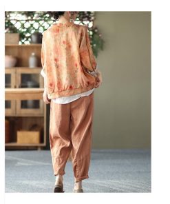 カーディガン | 麻混 レディース 花柄 初秋 リネン カジュアル Vネック 長袖 羽織 きれいめ 春 夏 秋 薄手 おしゃれ 40代50代 ゆったり 20代30代 大きいサイズ