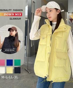 ベスト | ダウンレディース スタンドネック 中綿ノースリーブ ダウン シンプル 秋冬コーデ 50代 40代 新作 中綿 30代 20代 冬服 大きいサイズ ポケット