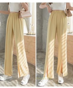 ワイドパンツ | レディース パンツ ボトムス ズボン ガウチョパンツ 体型カバー 着やせ ロングパンツ ハイウエスト 美脚 カジュアル お洒落 スリット ゆったり