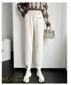 チノ・テーパード・ジョガー・スキニーパン | テーパードパンツ 厚手 裏起毛 レディース パンツ ロング丈 着痩せ ウエストゴム 秋冬コーデ 白 黒 おしゃれ ハイウエスト 暖かい 防寒 カジュアルパンツ