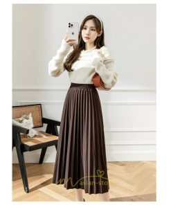 スカート | ロングロング 春 秋 プリーツ レデイース  体型カバー 着痩せ 通勤 通学 裏地付き ウエストゴム ゆったり お呼ばれ 楽チン 女子会 キレイめ