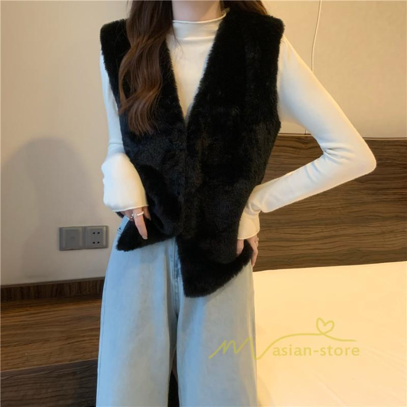 ベスト | ファーレディース 秋冬 ショート丈 アウター ジレ 羽織り 前開き ボタン カーディガン 袖なし 送料無料 コーデ フェイクファー ノーカラー