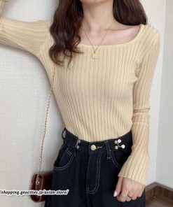 ニット・セーター | 秋 冬 ニット セーター 長袖 スクエアネック レディース トップス 無地 洗えるニット お洒落 シンプル 通勤 OL 上品 可愛い リブ きれいめ トレンド かわいい