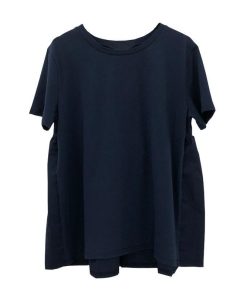 ｔシャツ・カットソー | Tシャツ レディース トップス 夏 半袖 可愛い 無地 切り替え 後ろプリーツ 黒 プルオーバー 体型カバー シンプル OL 大人 夏服 サマー