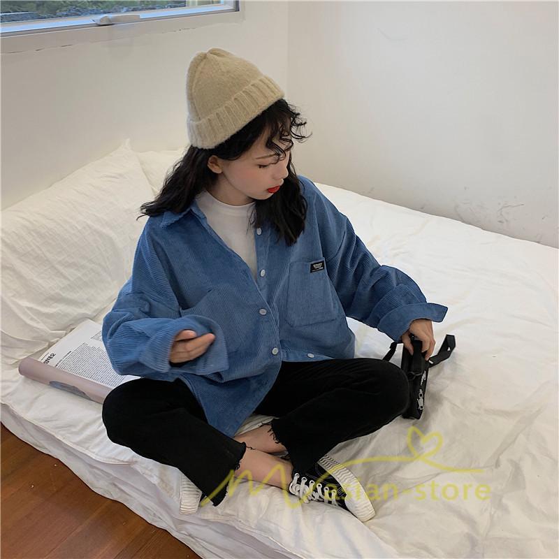 在庫ある | シャツ レディース ロングシャツ 秋服 長袖 トップス コーデュロ イシャツ 羽織り カーディガン 2 Way 20代30代40代 ゆったり 大きめ 通学通勤 体型カバー