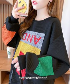 パーカー | トレーナー レディース プルオーバー クルーネック 長袖 トップス Tシャツ スウェット ゆったり 切り替え 大きいサイズ コットン 丸首 送料無料 おしゃれ 綿