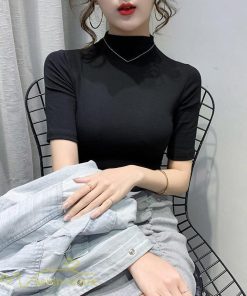 ｔシャツ・カットソー | 秋Tシャト トップス コットン カジュアルTシャツ レディース ハイネック おしゃれ Tシャツ Tシャツ 日常感 大きいサイズ 7色展開 上品 5分袖 秋服 ゆったり