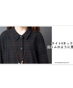 マキシ | チェック柄ワンピースリネン風 シャツワンピース 30代レディース秋物長袖 綿麻風 ゆったり ゆるシルエット 大人 チェック柄 可愛い 通学通勤 ロングシャツ