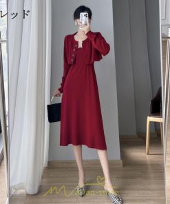 ニットワンピース | セットアップ レディース 秋冬 きれいめ ロング丈無地 20代30代40代50代 長袖 可愛い お出かけ 大人 通勤 韓国風 着痩せ