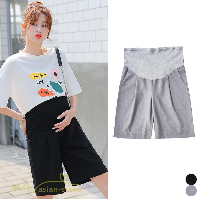 パンツ レギンス | ハーフパンツ ワイドパンツ マタニティパンツ ゆったり おしゃれ 上品 大きいサイズ 上品 マタニティウェア ポケット付き ウエスト調整 サマー 妊婦服 ママ