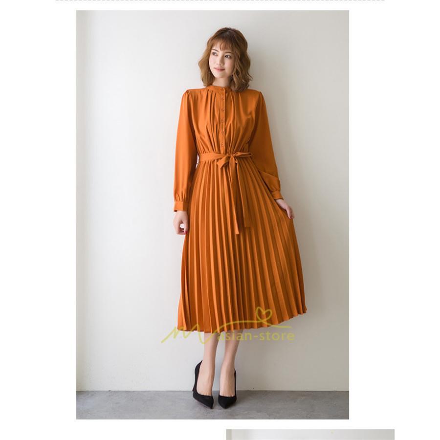 マキシ | プリーツワンピース ワンピース レディース ロングワンピース ミモレ丈 秋物 長袖 長袖ワンピース お呼ばれワンピース 大人 揺れる 二次会 シャツワンピース