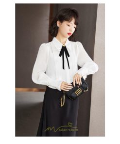シャツ・ブラウス | ブラウス レディース トップス シャツ シフォン 長袖 白 リボン 20代 30代 40代 通勤 カジュアル ナチュラル カジュアル おしゃれ 楽チン