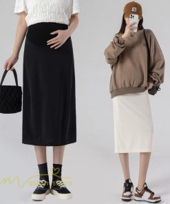 スカート | マタニティ妊婦妊娠タイト産前産後 マタニティウエア 春 夏 ひざ下丈 ゆったり カジュアル マタニティ ウエスト調整 妊婦服 無地