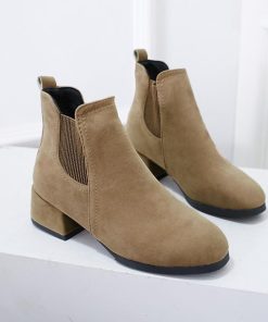 パンプス | サイドゴア レディース ローヒール靴 スエード 太ヒール ショートブーツ ブーティー 歩きやすい