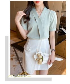 シャツ・ブラウス | レディースシャツ 半袖シャツ レディース 無地 Vネック サマーシャツ ブラウス 40代 大きいサイズ 着痩せ カジュアル 20代30代 オフィス フォーマル 韓国風