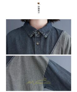 デニムワンピース | ワンピース 長袖 シャツワンピース デニムシャツ ジャケット 前開き 無地 Aラインワンピ ロングワンピ ワンピ スリム 20代30代40代 可愛い