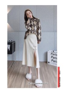 スカート | ニットレディース ボトムス  ロング 秋冬 40代 50代 暖か コーデ 送料無料 スリット 着痩せ 韓国ファッション セクシー ハイウエスト Aライン