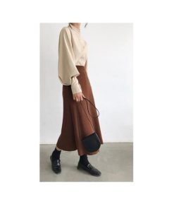 シャツ・ブラウス | シャツブラウス レディーストップス スタンドカラーブラウス 長袖ブラウス 無地シャツ バルーンスリーブ 春夏 リゾート ゆったり エレガント 通学通勤