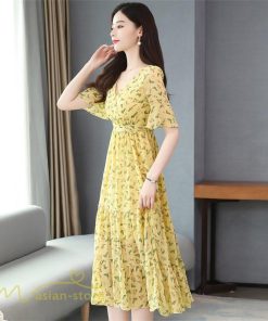 ミディアム | ワンピース Aライン レディース 着痩せ 上品 カジュアル Vネック カジュアル 春 夏 花柄 きれいめサマー ワンピース 通勤 通学 ソフト 膝丈 大人 お出かけ