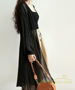 カーディガン | レディース ロングライトアウター 無地 羽織り UV対策 日焼け パフスリーブ 可愛い 20代30代 女の子 夏服 透け感 冷感