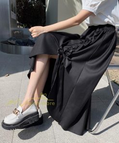 スカート | フレア ロング春物 レディース 春夏 リボン付き 蝶結び ウエストゴム 20代30代40代 通勤通学 カジュアル お出かけ 夏物 上品 着痩せ 着回し