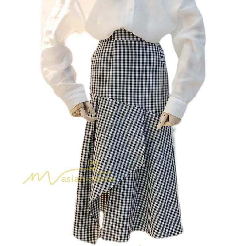 スカート | フレア ロング春物 レディース 春夏 スカート黒 ボトムス 春夏秋 新作 カジュアル 通勤通学 チェック柄 Aライン着やせ 20代30代40代