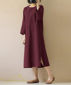 マキシ | ゆるワンピース Tシャツワンピース 秋 ゆったり 着痩せ 長袖 レディース 無地 30代 40代 50代 大きいサイズ 体型カバー クルーネック 20代 シンプル ポケット