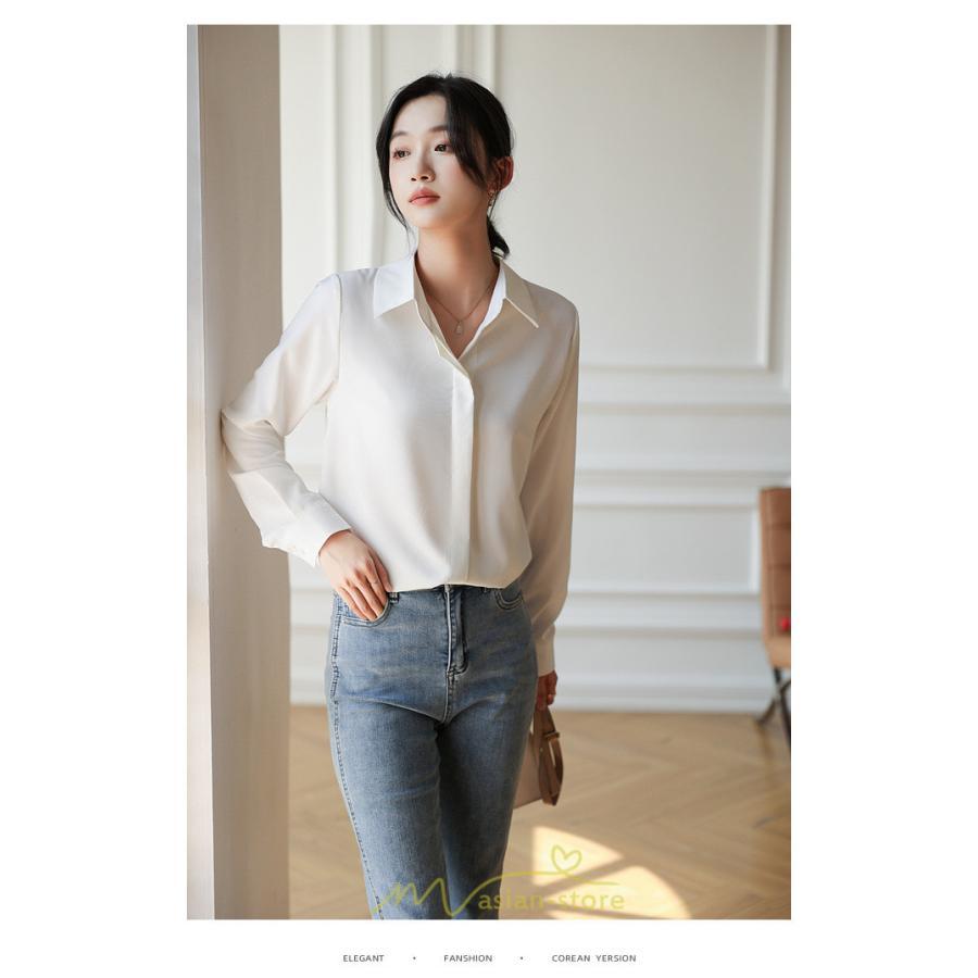 シャツ・ブラウス | ブラウス レディース オフィス 白 ホワイト おしゃれ 長袖 シャツカジュアル 制服 緑 グリーン シフォン 通勤 OL 二次会 上品 お仕事 デート お出かけ 女子会