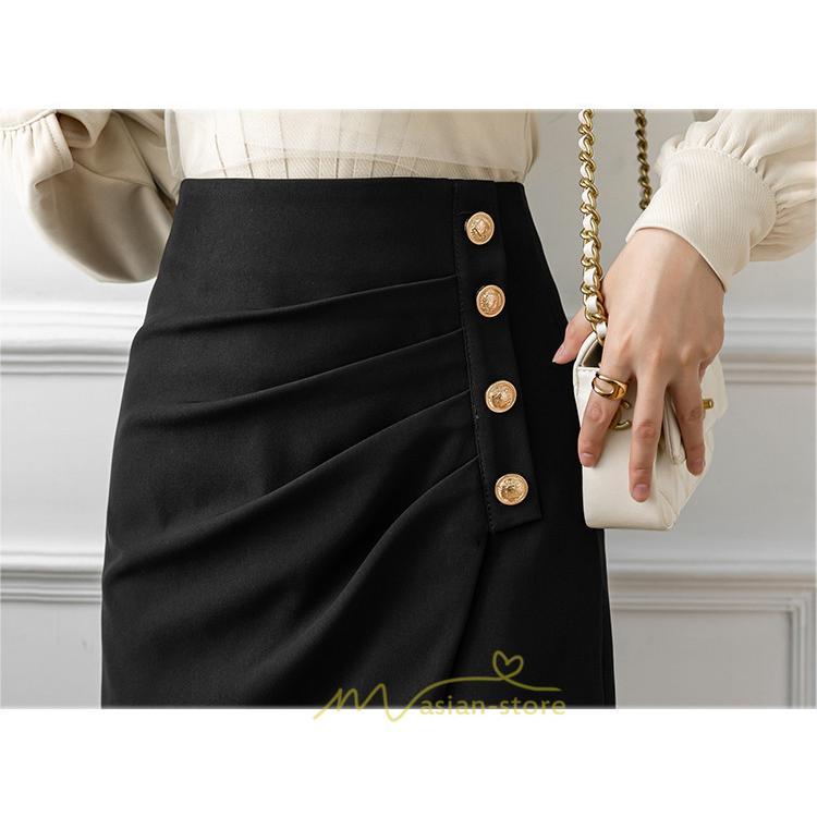 スカート | スリット入り 膝丈 ひざ丈 ひざ下 黒 ベージュ 春夏秋冬 ハイウエスト 脚長 通勤 OL Aライン レディース 美脚 スリット オフィス カジュアル セクシー ボトムス