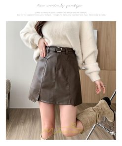 スカート | ミニ秋冬 レザー 無地 レディース 40代 Aライン 30代 20代 50代 着痩せ 通勤 オシャレ カジュアル オフィス OL 着痩せ ベルト付き