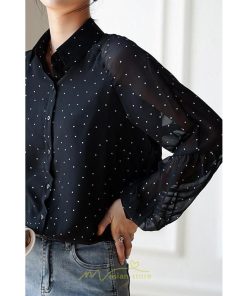 シャツ・ブラウス | ブラウス レディース きれいめ 40代 春秋新作 オシャレブラウス シャツ 長袖トップス Vネックブラウス 大人 シャツ30代 ゆったり 通勤 50代 ドット柄