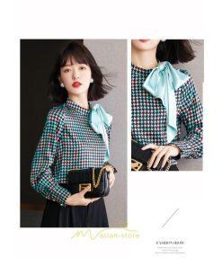 シャツ・ブラウス | ブラウス 長袖 レディース おしゃれ トップス シフォンブラウス 千鳥格柄 オフィス 通勤 ゆったり 体型カバー 秋服 上品 オシャレ 可愛い 着痩せ お出かけ