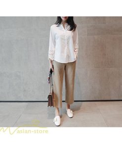 ワイドパンツ | パンツ レディース ロング丈 コットン 麻混 カジュアル 無地 40代 50代 リネン 夏 秋 カジュアル ロングパンツ 大きいサイズ 30代 20代 3色 上品