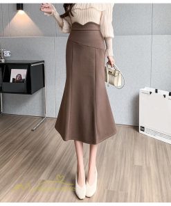 スカート | レディース フィッシュテール秋冬コーデ フレア AラインOL ビジネス カジュアル 大きいサイズ XL 20代 ラシャ 40代 上品 30代