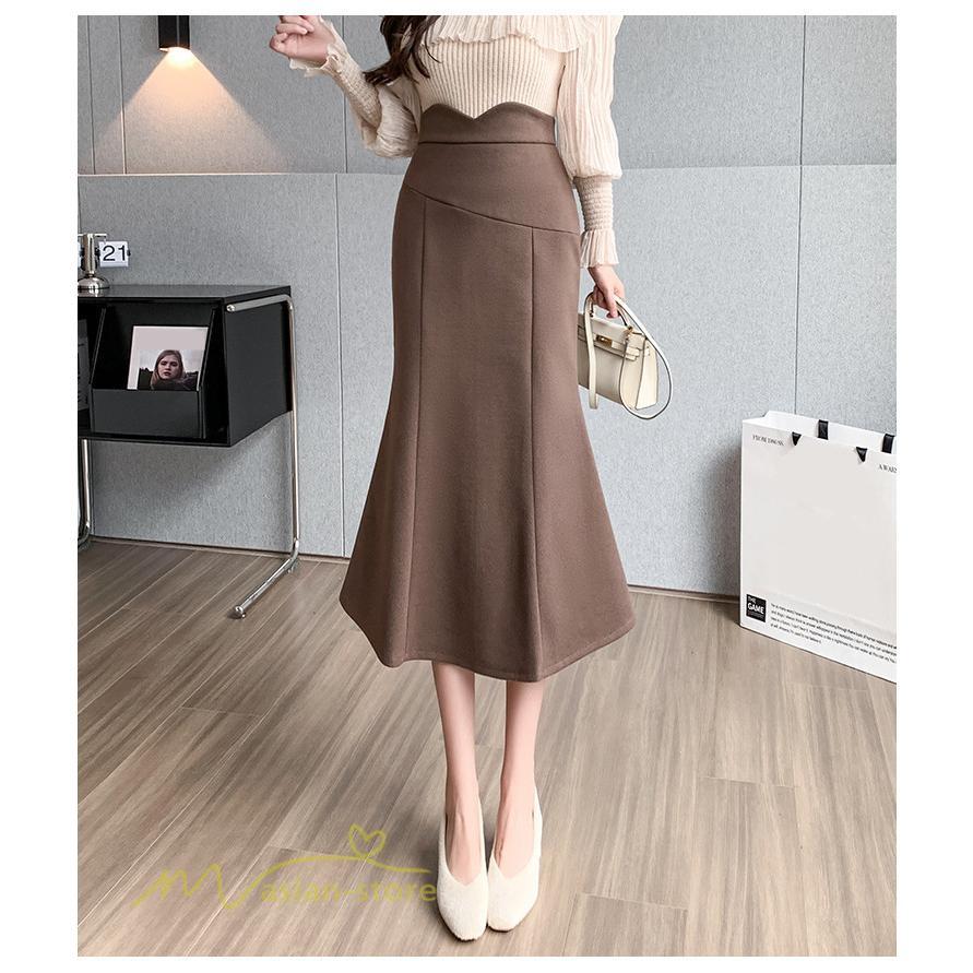 スカート | レディース フィッシュテール秋冬コーデ フレア AラインOL ビジネス カジュアル 大きいサイズ XL 20代 ラシャ 40代 上品 30代