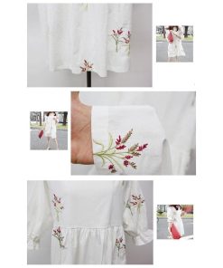 マタニティ | ワンピース 五分袖 授乳服 2type Aラインワンピース ギャザー 刺繍 可愛い 妊婦 妊娠 大人 産前産後 膝上丈ワンピース ヨコファスナー ママ