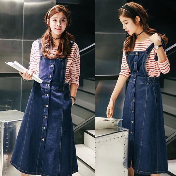 スカート | ワンピース ジャンパーサロペット ロングワンピース ミモレ丈 Aラインワンピース デニム20代30代40代 デニムサロペット デニムワンピース