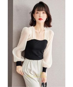 シャツ・ブラウス | ブラウス シャツ 切り替え レディース 春秋  ゆったり 長袖 20代30代40代50代 カジュアル きれいめ オシャレ シフォン 高級感 エレガント フォーマル 通勤