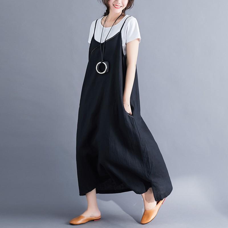 マキシ | キャミソールワンピース リネンワンピース ロングワンピース Aラインワンピース ワンピース キャミソール 大人 20代30代 無地 通学通勤 可愛い 夏秋物