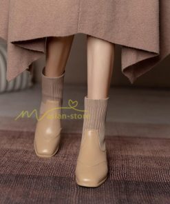 ショートブーツ | ブーツ レディース シューズ 靴 太ヒール チャンキーヒール ブーティー スクエアトゥ ソックスブーツ くつ COS コスプレ PUブーツ 合皮ブーツ