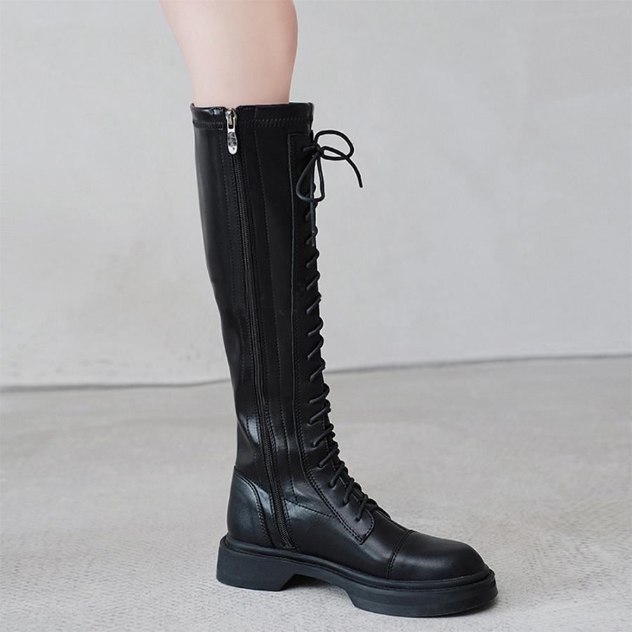 ニーハイブーツ | ロングブーツ レースアップ レディース