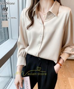 シャツ・ブラウス | ブラウス レディース オフィス おしゃれ 長袖 開襟 シャツ ビジネス OL 事務服 無地 長袖シャツ ファッション 優雅 エレガント カジュアル 通勤 細身 着回し