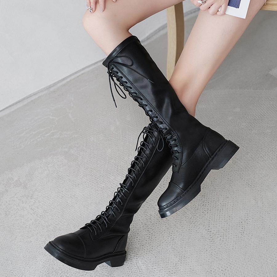 ニーハイブーツ | ロングブーツ レースアップ レディース